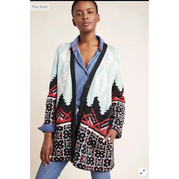 Aldomartins for Anthropologie - Patterned Women's Cardigan - Size Large - Picture 3 of 12